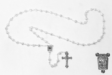 Silver Lourdes Water Rosary Beads.