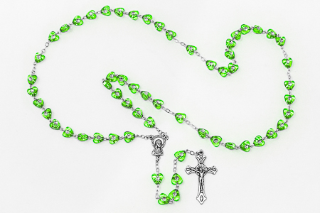 Green Virgin Mary Rosary Beads.