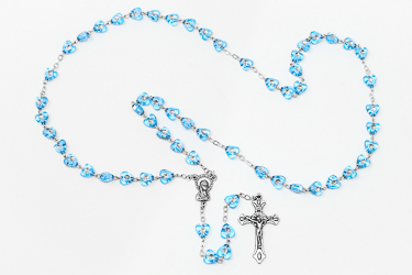 Light Blue Virgin Mary Rosary Beads.