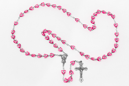 Pink Virgin Mary Rosary Beads.