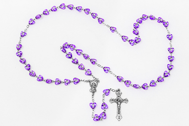 Virgin Mary Purple Heart Rosary Beads.