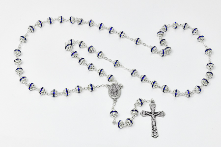 Silver Engraved Rosary Beads.