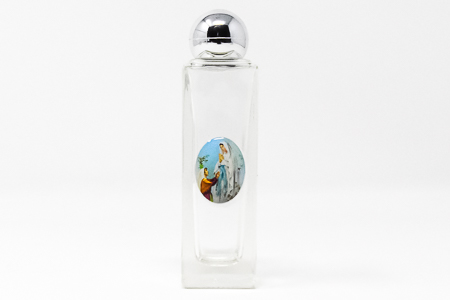 Lourdes Apparition Glass Holy Water Bottle.