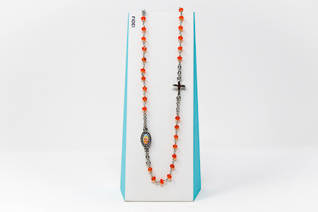 3 Decade Orange Rosary Necklace.