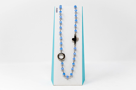 Fidei Silver Necklace with Blue Crystals.
