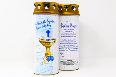 Baptism Pillar Candle for a Boy.