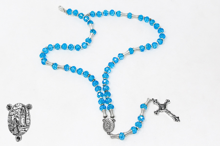 Blue Crystal Rosary Necklace.