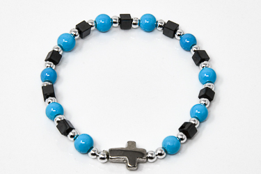 Cross Bracelet with Hematite Beads.