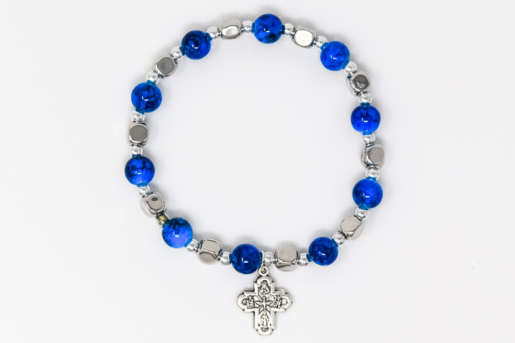 Dark Indigo Blue Austrian Crystal Sterling Silver Rosary Bracelet - Shop  Rosaries