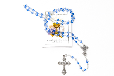Blue Communion Rosary Beads.
