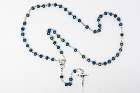 Blue Glass Rosary Beads.