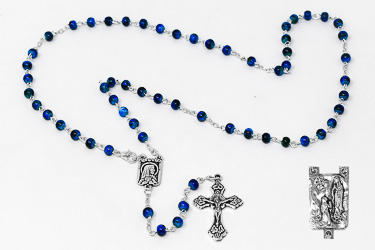 Blue Lourdes Rosary Beads.