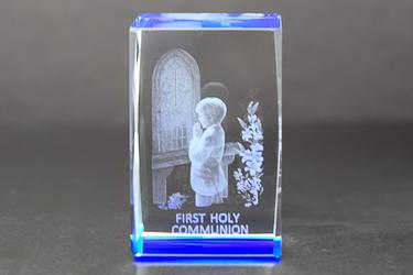 Boy's Communion 3-D Crystal Paperweight.