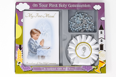 Boys Communion Rosette Gift Set.