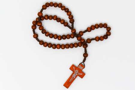 Wooden Rosary Beads on Cord.