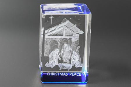 Christmas Peace 3-D Crystal Paperweight.