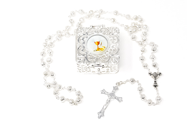 Communion Rosary & Matching Rosary Box.