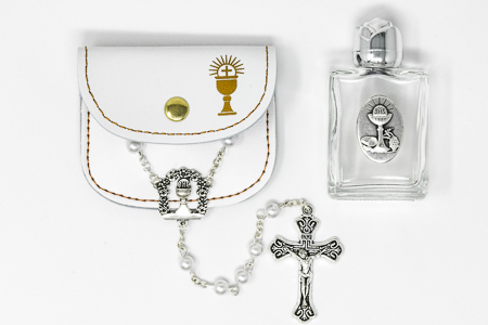 Communion Rosary in a Leather Purse.