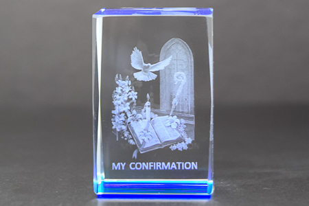 Confirmation 3-D Crystal Paperweight.