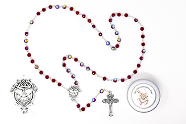Confirmation Ruby Crystal Dove Rosary.