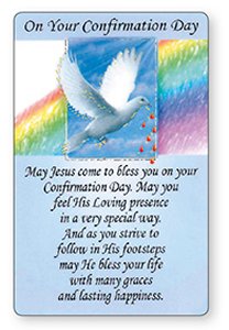 DIRECT FROM LOURDES - Dove Confirmation Prayer Card Laminated