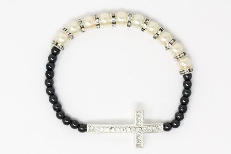 Cross Bracelet Hematite Beads.