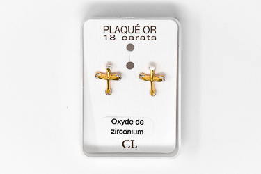 Cross Earrings with Zirconium Stones.
