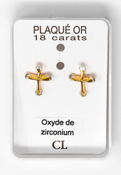 Cross Earrings with Zirconium Stones.