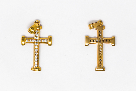 Gold Cross with Cubic Zirconium Stones.