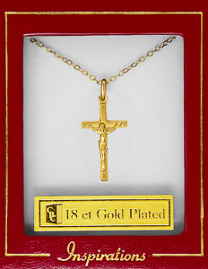 Crucifix Necklace 18 ct Gold Plated.