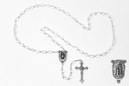 Crystal Rosary Beads with Lourdes Water.