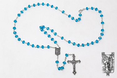 Diamond Cut Crystal Turquoise Rosary.