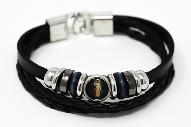 Divine Mercy Leather Bracelet.