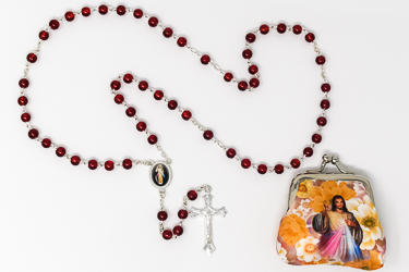 Divine Mercy Rosary Beads & Rosary Purse.