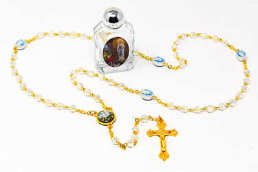 Crystal Fatima Rosary Beads.