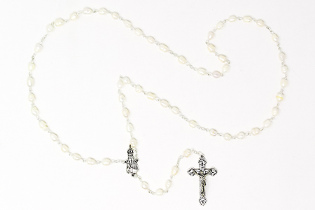 Our Lady of Fatima Silver Pearl Rosary.