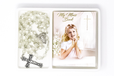 Girl's Communion Rosary and Prayer Book.