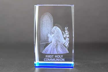 Girl's Communion 3-D Crystal Paperweight.