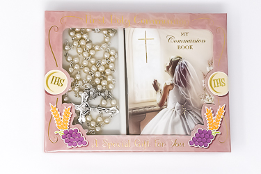 Girl's Communion Rosary and Prayer Book.