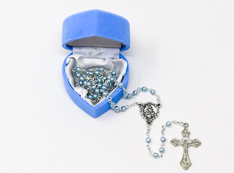 Glass Baby Blue Rosary Beads.