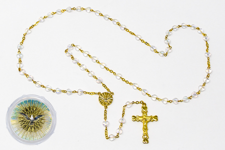 Confirmation Heart Gold Rosary Beads.