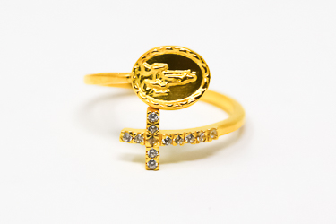 Our Lady of Fatima Gold Adjustable Ring.
