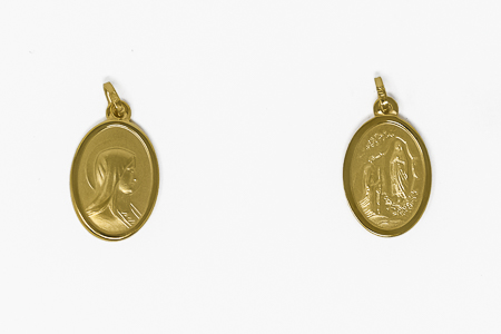 Our Lady of Lourdes, 9 kt Gold Medal.