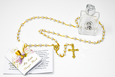 Gold Metal Chalice Rosary Gift Set.