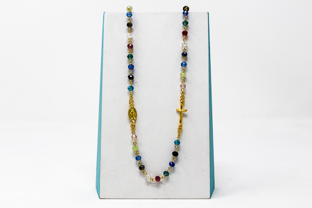 Multi Color 5 Decade Rosary Necklace.