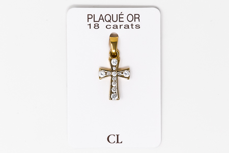 Gold Plated Cross with Cubic Zirconium Stones.