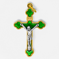 Green Enamel Crucifix Pendant.