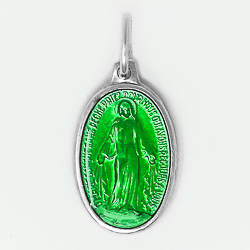 Green Enamel Miraculous Medal.