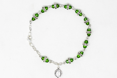 Green Miraculous Crystal Rosary Bracelet.