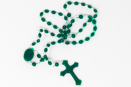 Plastic Corded Green Rosary.